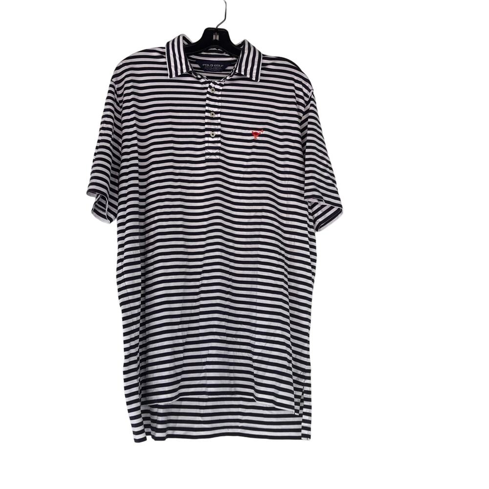 Polo Golf Mens Shirt Black White Stripe Sz Large Athletic Sports Polo Shirt